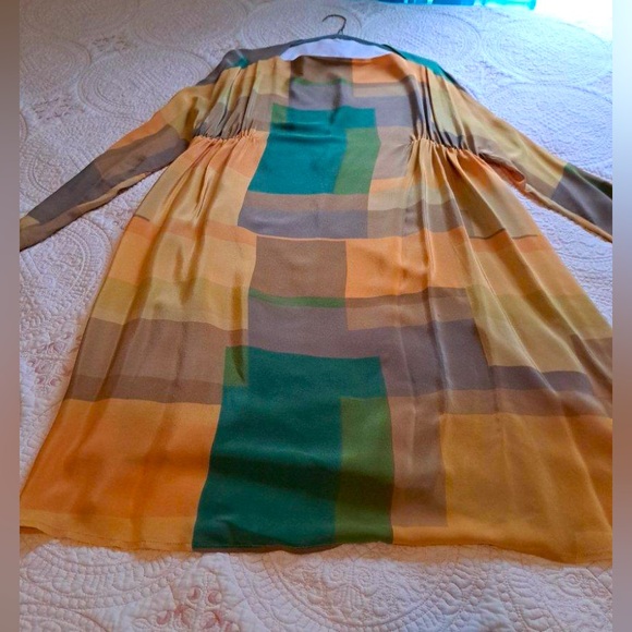 Silk Color-Block Dress - Picture 1 of 4